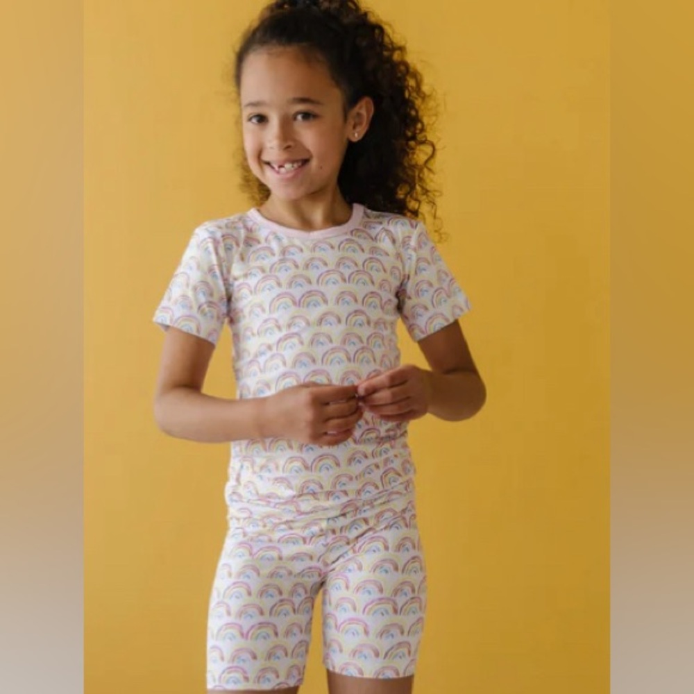 Little Sleepies Rainbow Pajamas Shorts Set Size 7/8